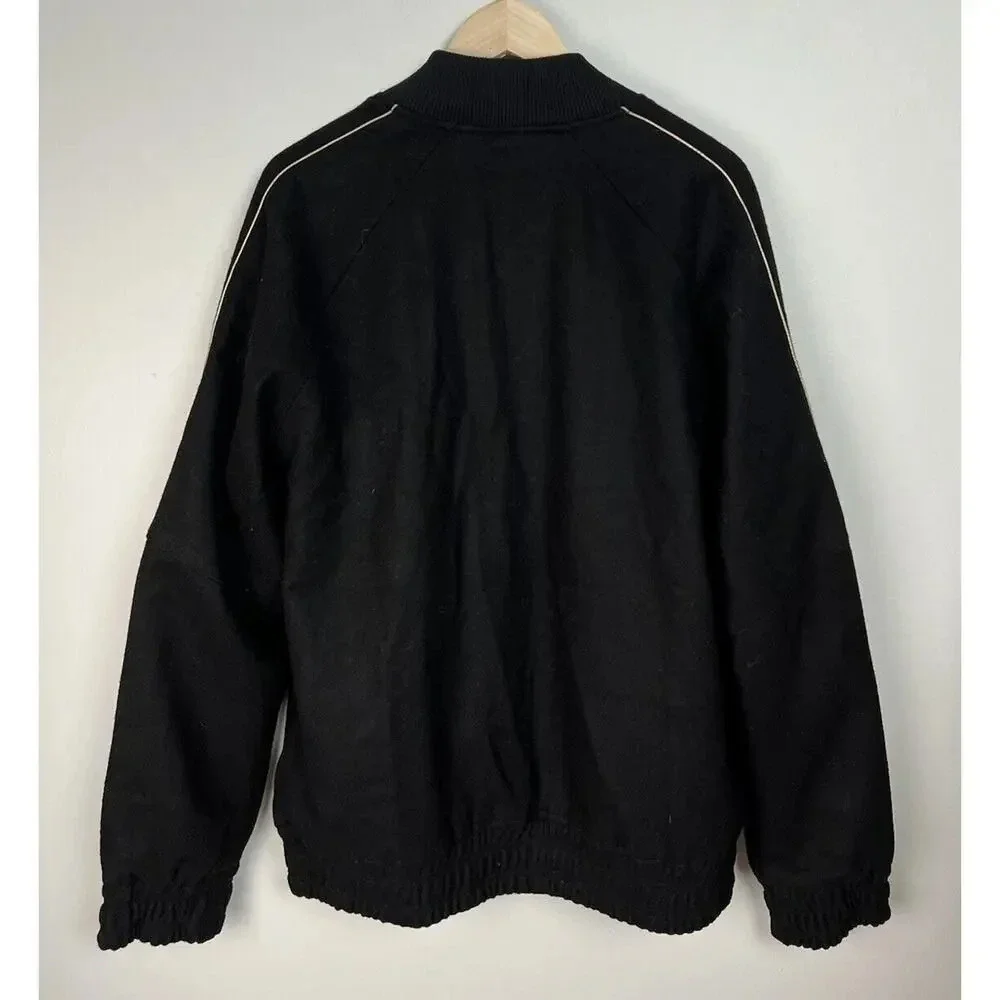 True Religion Fashion Varsity Bomber Jacket Black/Gold Size Large Style 103121